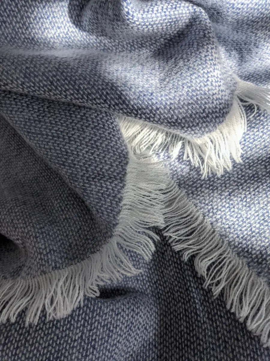 students blue and white knit textile