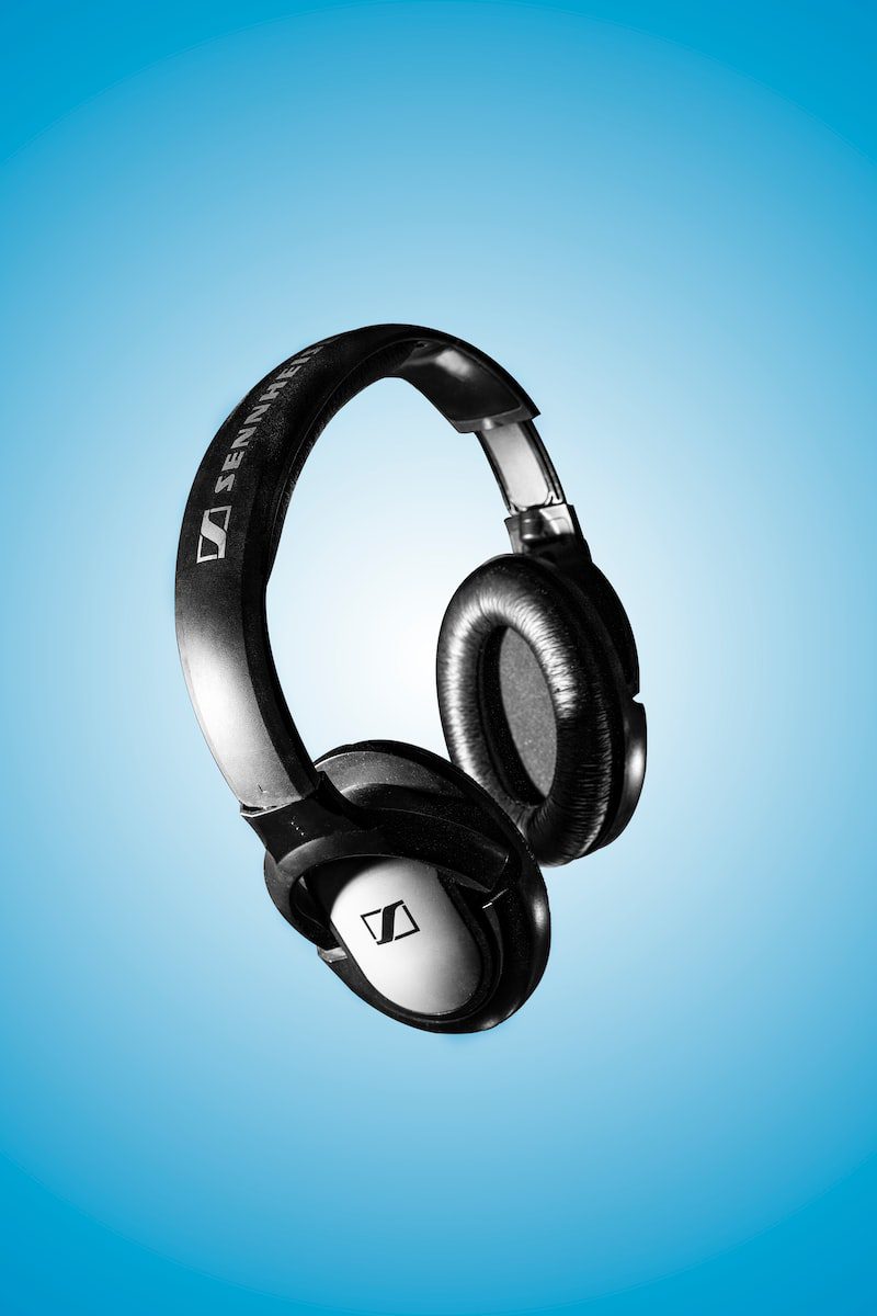 black and gray sennheiser wireless headphones