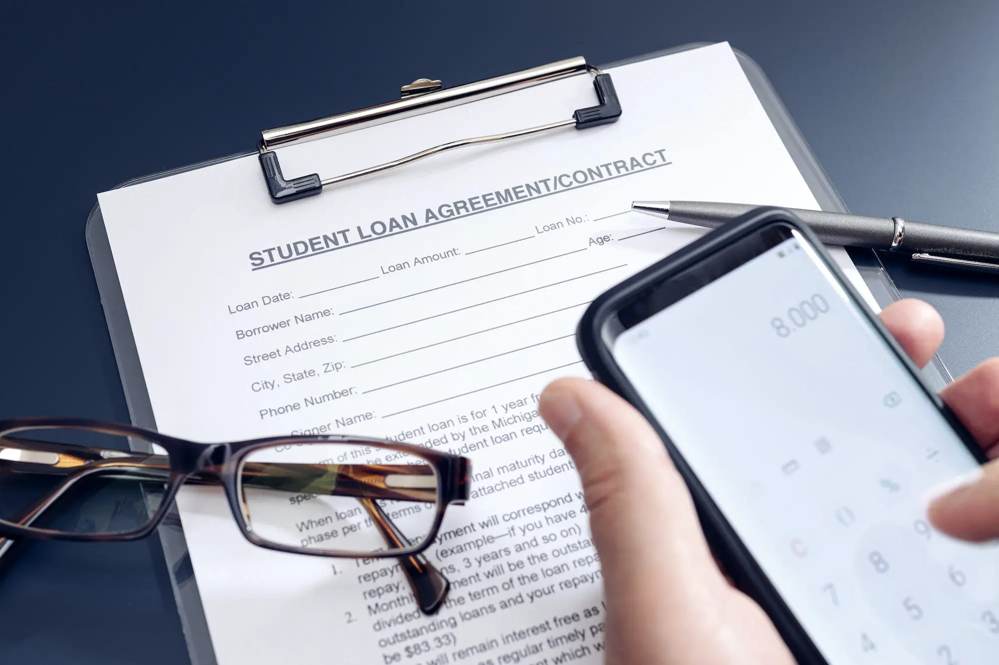 Student Loan Application on table